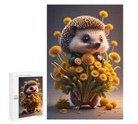 Puzzle pour Adultes 1000 PCS Hedgehog with Yellow Flowers Casse-tête pour Adolescents, Jeu De Réflexion, Course De Vitesse, Cadeaux d'anniversaire Et Originaux 1000 PCS