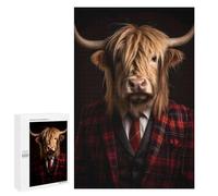 Puzzle pour Adultes 1000 PCS Highland Cow Portrait Puzzles pour Adolescents Jeux De Société Difficile Difficile Est Idéal comme Cadeau 1000 PCS