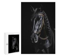 Puzzle pour Adultes 1000 PCS Horse Gold Dark Puzzle pour Adultes Jeux Relaxants pour S'amuser en Famille Jeu Stimulant Cadeaux 1000 PCS