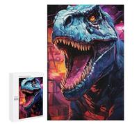Puzzle pour Adultes 1000 PCS Jurassic Night T-Rex Roars Puzzles pour Adultes Course De Vitesse Manuelle Activité Parent-Enfant, pour Toute La Famille 1000 PCS