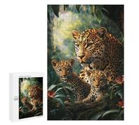 Puzzle pour Adultes 1000 PCS Leopard Family in Amazon Rainforest-2 Puzzles pour Adolescents Découpe De Précision pour Anniversaire, Noël Jouet Jeu Intellectuel 1000 PCS