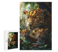 Puzzle pour Adultes 1000 PCS Leopard Family in Amazon Rainforest Puzzles pour Adolescents Découpe De Précision pour Anniversaire, Noël Jouet Jeu Intellectuel 1000 PCS