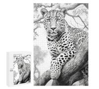 Puzzle pour Adultes 1000 PCS Leopard in Tree Wildlife Art Print Puzzles pour Adolescents Découpe De Précision pour Anniversaire, Noël Jouet Jeu Intellectuel 1000 PCS
