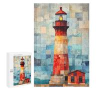 Puzzle pour Adultes 1000 PCS Lighthouse Watercolor Art Patchwork Lighthouse at Sunset Puzzles pour Adultes Jeu Manuel pour Améliorer La Mémoire Cadeaux Uniques pour Un Anniversaire Et Noël 1000 PCS