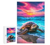 Puzzle pour Adultes 1000 PCS Majestic Sea Turtle at Sunset Puzzles pour Adolescents Jeu Manuel Décoration Intérieure Jeu Stimulant Cadeaux 1000 PCS