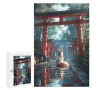 Puzzle pour Adultes 1000 PCS Mystic Kitsune Fox Torii Puzzles pour Adolescents Jeux De Société Difficile Difficile Est Idéal comme Cadeau 1000 PCS