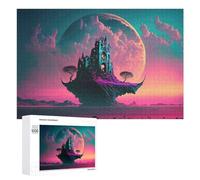 Puzzle pour Adultes 1000 PCS Mystical Floating Island with Gothic Castle Puzzle pour Adultes, Jeu De Réflexion, Cadeau pour Femmes, Activités Amusantes À La Maison, 1000 PCS