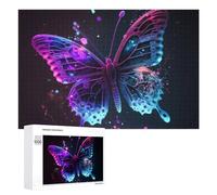 Puzzle pour Adultes 1000 PCS Neon Butterfly Artwork -2 Puzzles pour Adolescents, Jouet, Décoration Murale, Motif À Assembler, Interaction Parent-Enfant 1000 PCS