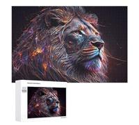 Puzzle pour Adultes 1000 PCS Neon Lion Digital Artwork Puzzle pour Adultes, Jeu De Réflexion, Cadeau pour Femmes, Activités Amusantes À La Maison, 1000 PCS