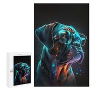 Puzzle pour Adultes 1000 PCS Neon Pug with Glasses Puzzles pour Adolescents, Jouet, Décoration Murale, Motif À Assembler, Interaction Parent-Enfant 1000 PCS