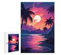 Puzzle pour Adultes 1000 PCS Neon Sunset Palm Beach -1 Puzzles pour Adolescents Découpe De Précision pour Anniversaire, Noël Jouet Jeu Intellectuel 1000 PCS