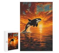 Puzzle pour Adultes 1000 PCS Orca Sunset Ocean Scenic Puzzles pour Adolescents Jeux De Société Difficile Difficile Est Idéal comme Cadeau 1000 PCS