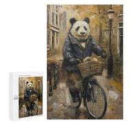 Puzzle pour Adultes 1000 PCS Panda Amsterdam Bicycle Puzzle Décoratif Mural Amusant Et Humoristique pour Une Interaction Parent-Enfant 1000 PCS