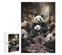 Puzzle pour Adultes 1000 PCS Pandas Playing Poker Casse-tête pour Adolescents, Jeu De Réflexion, Course De Vitesse, Cadeaux d'anniversaire Et Originaux 1000 PCS