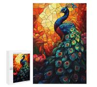 Puzzle pour Adultes 1000 PCS Peacock Stained Glass Puzzles pour Adolescents Jeux Relaxants Cadeaux pour Femmes Cadeaux Uniques pour Anniversaire Et Noël 1000 PCS
