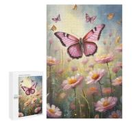 Puzzle pour Adultes 1000 PCS Pink Butterfly on A Field Jeux De Puzzle Relaxants Décoration Parfaite Cadeaux Uniques pour Anniversaire Et Noël 1000 PCS