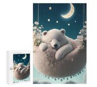 Puzzle pour Adultes 1000 PCS Polar Bear Dreams in Moonlit Sky Puzzle pour Adultes, Jeu De Réflexion, Cadeau pour Femmes, Activités Amusantes À La Maison, 1000 PCS