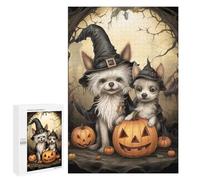 Puzzle pour Adultes 1000 PCS Poodle Halloween Witch Hat Puzzles pour Adolescents Jeu Manuel Décoration Intérieure Jeu Stimulant Cadeaux 1000 PCS