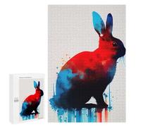 Puzzle pour Adultes 1000 PCS Rabbit Blue Red Puzzles pour Adolescents Jeux Relaxants Cadeaux pour Femmes Cadeaux Uniques pour Anniversaire Et Noël 1000 PCS