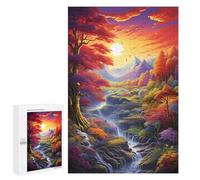 Puzzle pour Adultes 1000 PCS Rainbow Forest Waterfall Scenery Puzzles pour Adultes Course De Vitesse Manuelle Activité Parent-Enfant, pour Toute La Famille 1000 PCS