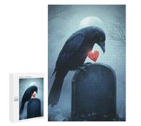 Puzzle pour Adultes 1000 PCS Raven with Heart on Grave Puzzles pour Adolescents Découpe De Précision pour Anniversaire, Noël Jouet Jeu Intellectuel 1000 PCS