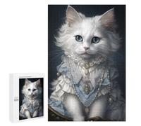 Puzzle pour Adultes 1000 PCS Regal White Cat Portrait -3 Puzzle pour Adultes, Jeu De Réflexion, Décoration Murale, Idéal comme Cadeau 1000 PCS