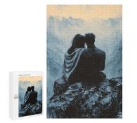 Puzzle pour Adultes 1000 PCS Romantic Couple on Mountaintop in Monochrome Style Puzzles pour Adultes Jeu Manuel pour Améliorer La Mémoire Cadeaux Uniques pour Un Anniversaire Et Noël 1000 PCS