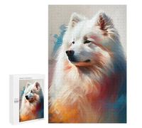 Puzzle pour Adultes 1000 PCS Samoyed Painting Dog Puzzles pour Adolescents Jeux De Société Difficile Difficile Est Idéal comme Cadeau 1000 PCS