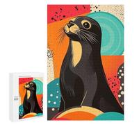 Puzzle pour Adultes 1000 PCS Seal Pop Art Playful Seal Illustration Vibrant Seal Pop Art Design Puzzle pour Adultes Jeux Relaxants pour S'amuser en Famille Jeu Stimulant Cadeaux 1000 PCS