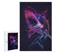 Puzzle pour Adultes 1000 PCS Shark Neon Animal Puzzles pour Adolescents Jeu Manuel Décoration Intérieure Jeu Stimulant Cadeaux 1000 PCS