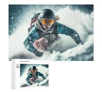 Puzzle pour Adultes 1000 PCS Snowboarder in Action Dynamic Winter Sport Photography Puzzles pour Adultes Jeux Relaxants Améliore La Mémoire Difficile Et Stimulant 1000 PCS
