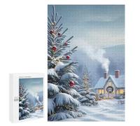 Puzzle pour Adultes 1000 PCS Snowy Christmas Cottage Puzzles pour Adolescents Jeu Manuel Décoration Intérieure Jeu Stimulant Cadeaux 1000 PCS