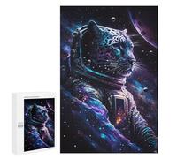 Puzzle pour Adultes 1000 PCS Space Leopard Astronaut Art Print-2 Puzzles pour Adultes Cadeau d'anniversaire Jeu D'interaction Parent-Enfant Jeu Intellectuel 1000 PCS