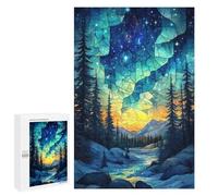 Puzzle pour Adultes 1000 PCS Stained Glass Night Sky Puzzles pour Adolescents Jeux Relaxants Cadeaux pour Femmes Cadeaux Uniques pour Anniversaire Et Noël 1000 PCS