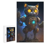 Puzzle pour Adultes 1000 PCS Steampunk Cat Robot Art Puzzles pour Adolescents Jeu Manuel Décoration Intérieure Jeu Stimulant Cadeaux 1000 PCS