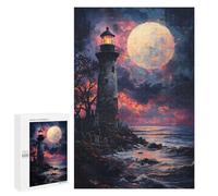 Puzzle pour Adultes 1000 PCS Sunset Ocean Lighthouse Puzzle Casse-tête Amusant Et Humoristique, Idéal comme Cadeau 1000 PCS