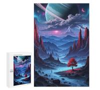 Puzzle pour Adultes 1000 PCS Surreal Landscape with Red Tree Puzzle Décoratif Mural Amusant Et Humoristique pour Une Interaction Parent-Enfant 1000 PCS
