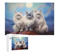 Puzzle pour Adultes 1000 PCS Three Ragdoll Cats Puzzles pour Adolescents Jeux De Société Difficile Difficile Est Idéal comme Cadeau 1000 PCS