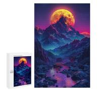 Puzzle pour Adultes 1000 PCS Vibrant Mountain Moonlit Landscape Puzzles pour Adolescents Découpe De Précision pour Anniversaire, Noël Jouet Jeu Intellectuel 1000 PCS