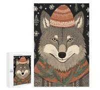 Puzzle pour Adultes 1000 PCS Vintage Wolf Xmas Puzzles pour Adolescents Jeu Manuel Décoration Intérieure Jeu Stimulant Cadeaux 1000 PCS