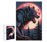 Puzzle pour Adultes 1000 PCS Werewolf Howling at The Moon Illustration Puzzles pour Adultes Jeu Manuel pour Améliorer La Mémoire Cadeaux Uniques pour Un Anniversaire Et Noël 1000 PCS