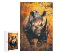 Puzzle pour Adultes 1000 PCS White Rhino Portrait Puzzles pour Adolescents Jeu Manuel Décoration Intérieure Jeu Stimulant Cadeaux 1000 PCS