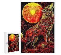 Puzzle pour Adultes 1000 PCS Wolf Howling at The Moon Casse-tête pour Adolescents, Jeu De Réflexion, Course De Vitesse, Cadeaux d'anniversaire Et Originaux 1000 PCS