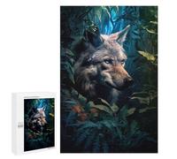 Puzzle pour Adultes 1000 PCS Wolf with Blue Eyes Floral Puzzles pour Adolescents Jeu Manuel Décoration Intérieure Jeu Stimulant Cadeaux 1000 PCS