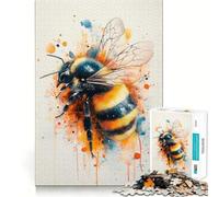 Puzzle pour Adultes 1000 pièces Abeille Aquarelle,découpe Premium,Jeu de logique Amusant et Facile à Jouer,décoration Murale de Noël (38x26cm)