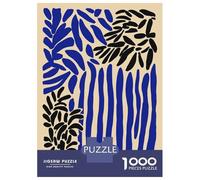 Puzzle pour Adultes 1000 Pièces Abstract Blue and Black Botanical Art Puzzles pour Adolescents, Jeu Manuel, Cadeaux pour Femmes, Cadeaux De Noël Et d'anniversaire 38x26cm/1000pcs