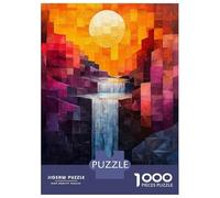 Puzzle Pour Adultes 1000 Pièces Abstract Waterfall Landscape with Geometric Style Puzzles Adultes Course De Vitesse Manuelle Interaction Parent-enfant Offre Cadeau Pour Toute La Famille 52x38cm/1000pc