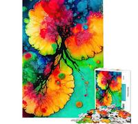 Puzzle pour Adultes 1000 pièces Abstrait Encre à Alcool Jeu Manuel découpe de précision Cadeau Unique pour Anniversaire et Noël (Taille 38x52cm)