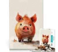 Puzzle pour Adultes 1000 pièces,Adorable Cochon,pièces aux découpes nettes,Jeu de réflexion,Divertissement,décoration de Noël (38x26cm)