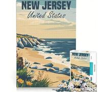 Puzzle pour Adultes 1000 pièces Affiche de la côte du New Jersey Jeux éducatifs découpe de précision Collection d'artistes Beaux-Arts 50x75cm